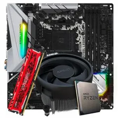 Kit Upgrade Placa Mãe ASRock B450M Steel Legend + Processador AMD Ryzen 5 3500 3.6GHz + Memória DDR4 8GB 3000MHz