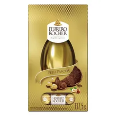 Ovo de Páscoa Ferrero Rocher ao Leite com 3 Bombons Ferrero Rocher 137,5g