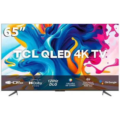 Smart TV QLED 65 4K UHD TCL C645 Google TV, Dolby Vision Atmos, DTS, HDR10+, WiFi Dual Band, Bluetooth Integrado e Google Assistente