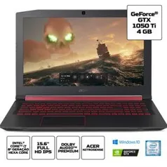 Notebook Gamer Acer Aspire Nitro 5 AN515-52-780P Intel® Core™ i7 8ª geração RAM de 8GB HD de 1TB SSD de 128GB GeForce® GTX 1050Ti 15.6”