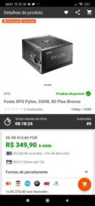 Fonte XPG Pylon, 550W, 80 Plus Bronze | R$350