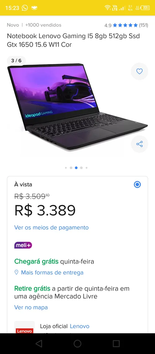 Imagem na descrição da promoção