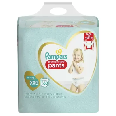 Fralda Infantil Pampers Premium Care Pants Tamanho XXG com 60 Unidades