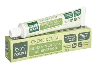 [PROGRAME E POUPE+MAIS POR MENOS]Creme Dental com óleos naturais de Menta e Melaleuca Vegano e Natural, Sem Flúor, Sem Triclosan, Boni Natural, Branco