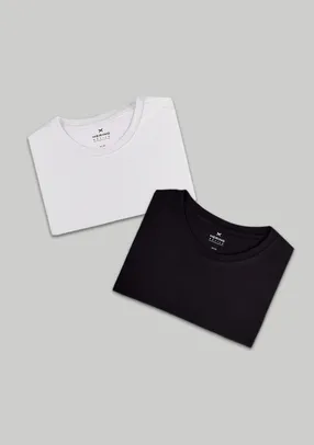 Kit Com 2 Camisetas Masculinas Básicas - Branco