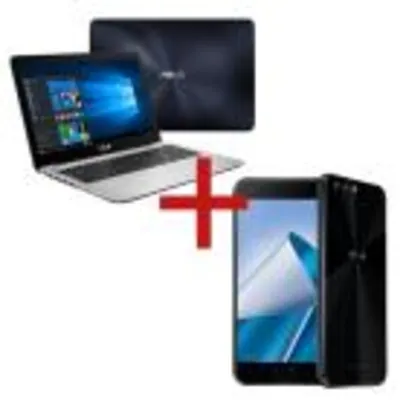 Notebook X556UR-XX478T Azul Escuro + Zenfone 4 4GB / 64GB Snapdragon 660 Preto - R$3699