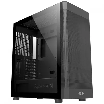 Gabinete Gamer Redragon Aeroglass, Mid Tower, Vidro Temperado, E-ATX, Black, Sem Fonte, Sem Fan, CA-602B