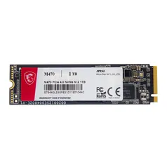 SSD MSI M470, 1TB, M.2 2280, PCIe NVMe, Leitura 5000 MB/s, Gravacao 4400 MB/s, M470N1TB OEM