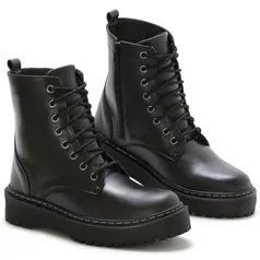 Bota coturno Feminino Preto Fosco pelepincel