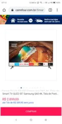 Smart TV QLED 55" Samsung Q60 4K, Tela de Pontos Quânticos, Modo Ambiente, HDR500, Modo Game, Controle Único