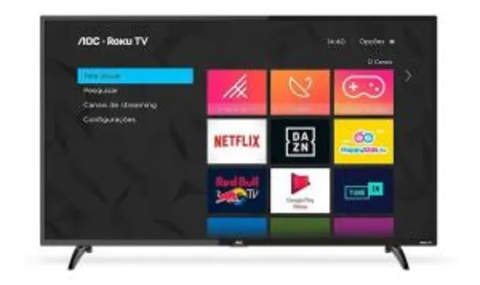 Smart TV LED 43 Polegadas Full Hd Aoc Com Roku TV | R$ 1.299