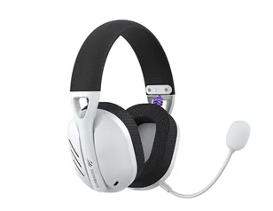 Fone de Ouvido Headset Gamer Havit Fuxi-H3 White Black, Com Fio e Sem Fio, Wireless 2,4GHz, Bluetooth, Cabo USB-C, Cabo 3,5mm. Surround