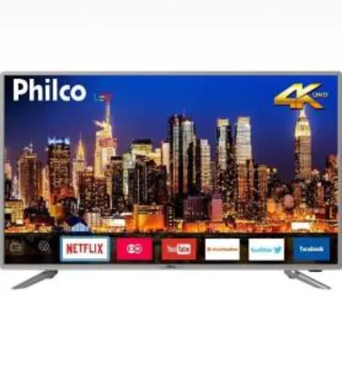 Smart TV LED 40" Philco PTV40G50sNS Ultra HD 4k com Conversor Digital 3 HDMI 2 USB Wi-Fi Som Dolby 60Hz Prata - R$1275