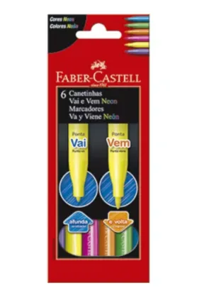 Canetinha Vai e Vem Neon 6 Cores Faber-Castell BT 1 UN