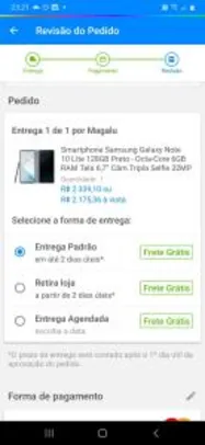 Smartphone Samsung Galaxy Note 10 Lite 128GB | R$ 2.175