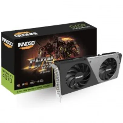 Placa de Vídeo INNO3D NVIDIA GeForce RTX 4070 twin X2, 12GB, GDDR6X, DLSS, Ray Tracing, N40702-126X-185252N