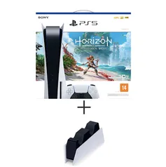 Console Playstation5 Sony 825GB, 1 Controle + Jogo Horizon Forbidden West + Base de Carregamento par