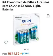 [PRIME] Kit Pilhas Alcalinas com 6X AA e 2X AAA