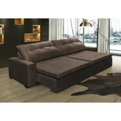 Sofá Retrátil E Reclinavel Oklahoma 3,02 Mts Com Molas Tecido Suede Café - Cama Inbox | R$1385