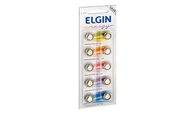 Bateria Alcalina com 10 unidades de 1, 5v tipo LR54, LR1130, 189 ou AG10 Elgin, Elgin, Baterias