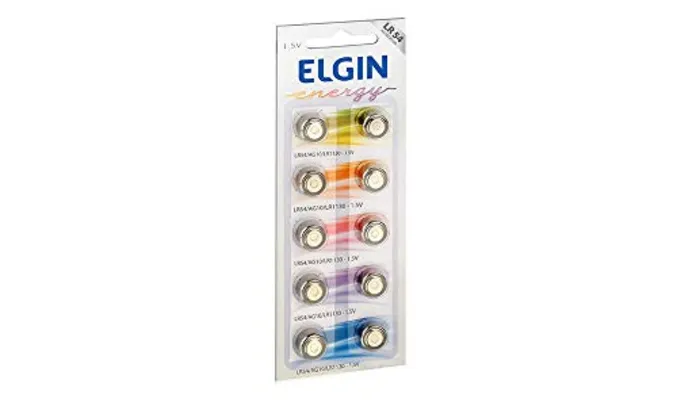 Bateria Alcalina com 10 unidades de 1, 5v tipo LR54, LR1130, 189 ou AG10 Elgin, Elgin, Baterias