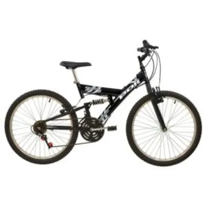 Bicicleta Full Suspension Aro 24 v-Brake 18 Marchas Preta Kanguru- Polimet 7021 - R$489