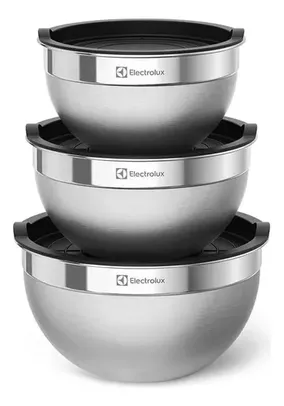 Conjunto De Bowls Tigelas De Inox Tampa Plástica Electrolux