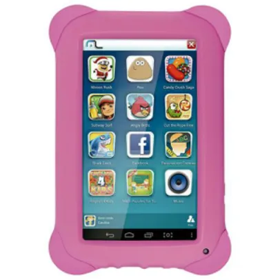 [Shoptime] - Tablet Kid Pad Quad Core An5droid 4.4 Wi-Fi 7 8GB Rosa - Multilaser - R$270