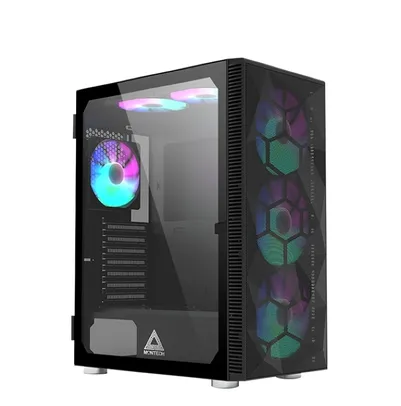 Gabinete Gamer Montech x3 MESH, Mid Tower, Black, ATX, 6 Fans, Vidro Temperado