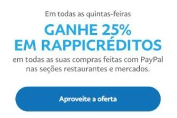 Pague com PayPal e receba 25% em RappiCréditos