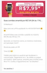 [Goiânia] Corridas no 99 POP por no máximo R$7,99