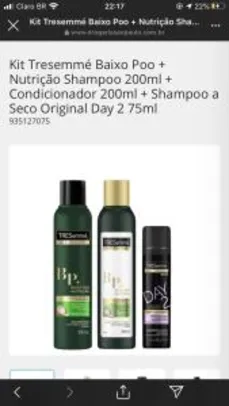 Saindo por R$ 20: Kit Tresemmé Baixo Poo + Nutrição Shampoo 200ml + Condicionador 200ml + Shampoo a Seco Original Day 2 75ml | R$20 | Pelando