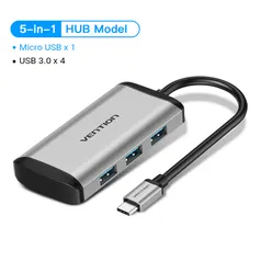 HUB USB Tipo C para USB 3.0 Vention (Modelo 5 em 1) 3xUSB + 1MicroUSB