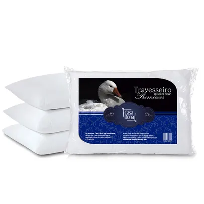 Kit 4 Travesseiros Casa Dona Pluma de Ganso Premium Branco