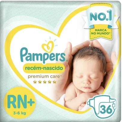 Fraldas Pampers Premium Care Recém Nascido RN+ 36 Unidades