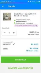 [Clube da Lu] Criado Mudo 1 Gaveta RT 3019 Movelbento Branco R$90