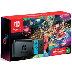 Console Nintendo Switch 32GB com Joy-Con HAC-001 + Mario Kart 8 Deluxe + 3 meses de assinatura Nintendo Switch Online