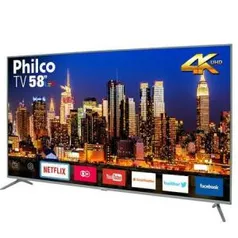 Smart TV LED 58" Philco PTV58f60SN Ultra HD 4k com Conversor Digital 3 HDMI 2 USB Wi-Fi por R$ 2250