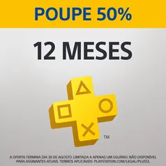 Assinatura do PlayStation Plus por 12 meses