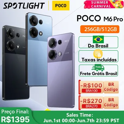 (doBrasil) Smartphone Xiaomi POCO M6 Pro 12GB RAM 512GB