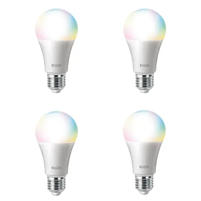 Kit Lâmpadas Inteligente Elgin, 4x Lâmpadas Smart Color Elgin RGB 10W Wi Fi | R$220