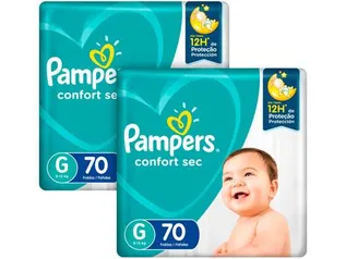 Kit Fraldas Pampers Confort Sec Tam. G 9 a 12,5kg - 2 Pacotes com 70 Unidades Cada - Fralda Descartável - Magazine Luiza