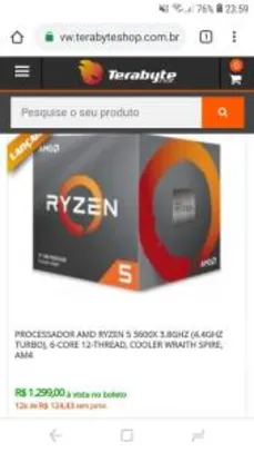 PROCESSADOR AMD RYZEN 5 3600X 3.8GHZ (4.4GHZ TURBO) | R$1.250
