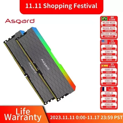 [ taxa inclusa ] Memória Desktop  Asgard Loki RGB DDR4 8GB x 2 ( 16GB ) 3200MHz