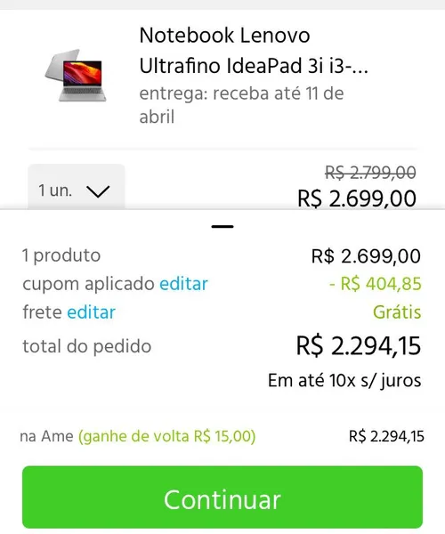 Imagem na descrição da promoção