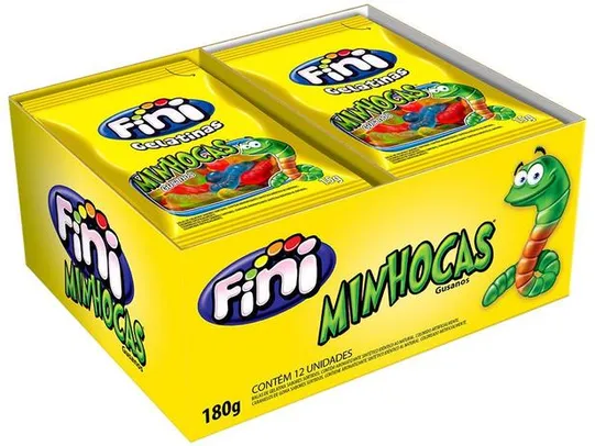 Bala de Gelatina Fini Minhocas 15g Pacote - 12 Unidades 