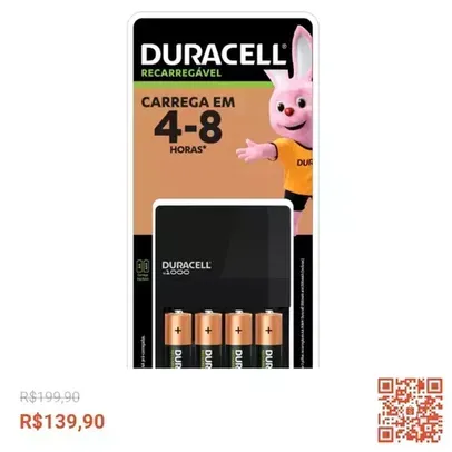 Carregador Duracell com 4 Pilhas AA 