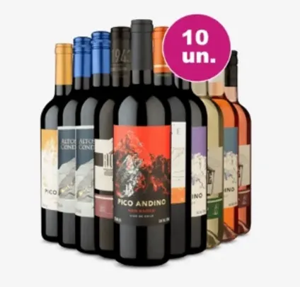 Kit com 10 garrafas de Vinho - 21,90 cada