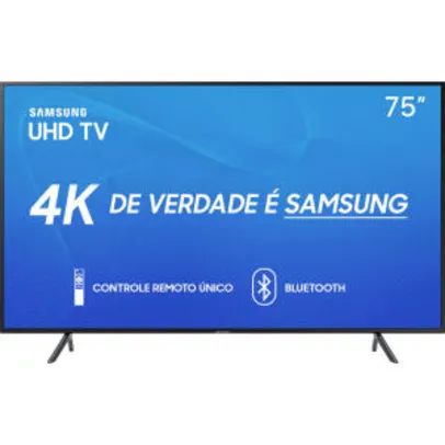 Smart TV LED 75" Samsung 75RU7100 Ultra HD 4K com Conversor Digital 3 HDMI 2 USB Wi-Fi