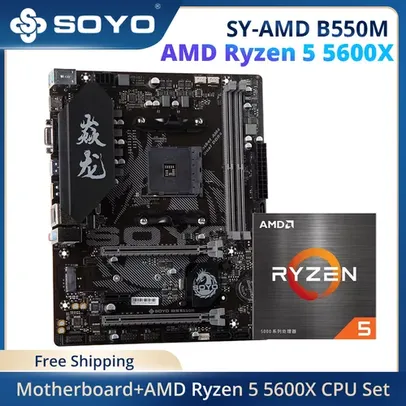 Kit Ryzen 5 5600X + Placa mãe Soyo Monarch Dragon B550M